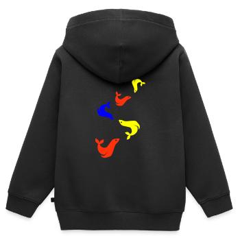 Seehund Bunt Robbe - Kinder Premium Organic Zip Hoodie - Schwarz - Hinten - AI Model Kid Male (0cm)