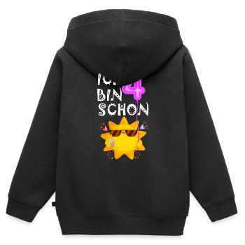 Ich bin schon 4 - Kinder Premium Organic Zip Hoodie - Schwarz - Hinten - AI Model Kid Male (0cm)