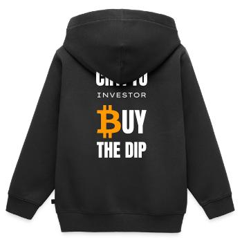 Crypto Investor Bitcoin Kaufen Sie den Dip - Kinder Premium Organic Zip Hoodie - Schwarz - Hinten - AI Model Kid Male (0cm)
