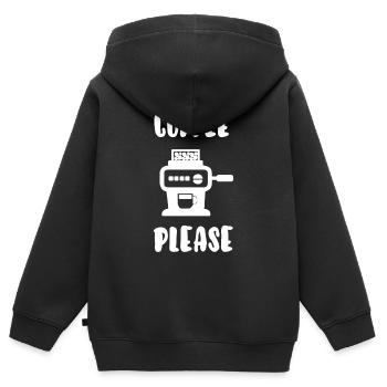 Kaffee bitte - Kinder Premium Organic Zip Hoodie - Schwarz - Hinten - AI Model Kid Male (0cm)