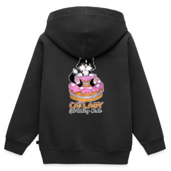 Geburtstag Geschenk Katze Torte Kuchen Katzenlady - Kinder Premium Organic Zip Hoodie - Schwarz - Hinten - AI Model Kid Male (0cm)
