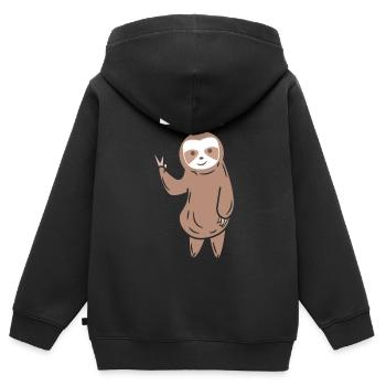 Sloth Cool Saying Animal Zoo Jungle Jungle - Kids Premium Organic Zip-up Hoodie - black - Back - AI Model Kid Male (0cm)