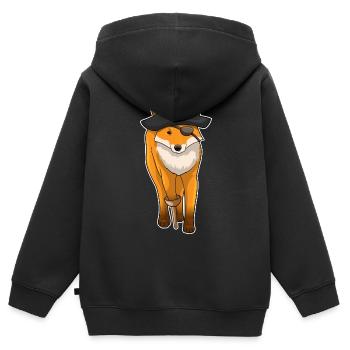 Fuchs Pirat Augenklappe - Kinder Premium Organic Zip Hoodie - Schwarz - Hinten - AI Model Kid Male (0cm)