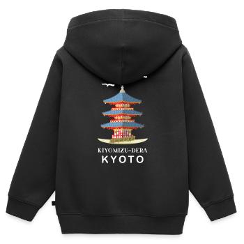 Kyoto, Japan, Buddhistischer Tempel Kiyomizu-Dera - Kinder Premium Organic Zip Hoodie - Schwarz - Hinten - AI Model Kid Male (0cm)