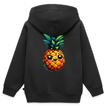 Ananas - Sweat Premium à capuche zippé enfant bio - noir - Dos - AI Model Kid Male (0cm)