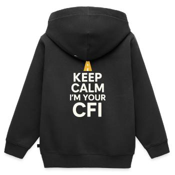 Instructeur de vol Cfi Pilote Instructeur d’aviation - Sweat Premium à capuche zippé enfant bio - noir - Dos - AI Model Kid Male (0cm)