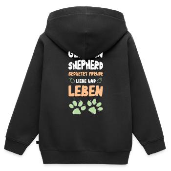 German Shepherd Lebensfreude - Kinder Premium Organic Zip Hoodie - Schwarz - Hinten - AI Model Kid Male (0cm)
