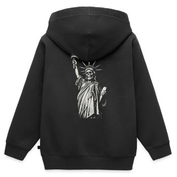 Statue of Liberty Skull Torch Illustration - Kinder Premium Organic Zip Hoodie - Schwarz - Hinten - AI Model Kid Male (0cm)