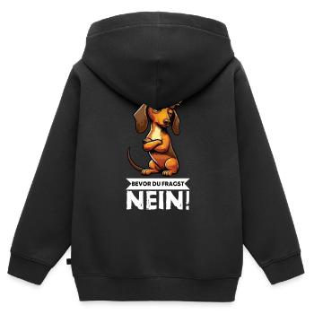 Avant que vous ne demandiez : teckel, propriétaire de teckel, propriétaire de teckel - Sweat Premium à capuche zippé enfant bio - noir - Dos - AI Model Kid Male (0cm)