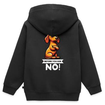 Avant de demander teckel propriétaire teckel teckel propriétaire teckel - Sweat Premium à capuche zippé enfant bio - noir - Dos - AI Model Kid Male (0cm)