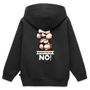 Avant de demander Caniche Caniche Propriétaire de Caniche Caniche - Sweat Premium à capuche zippé enfant bio - noir - Dos - AI Model Kid Male (0cm)