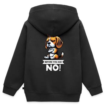 Avant de demander Beagle Beagle Propriétaire de Beagle Beagle Holder - Sweat Premium à capuche zippé enfant bio - noir - Dos - AI Model Kid Male (0cm)