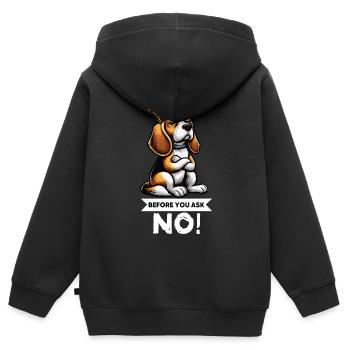 Avant de demander Beagle Beagle Propriétaire de Beagle Beagle Holder - Sweat Premium à capuche zippé enfant bio - noir - Dos - AI Model Kid Male (0cm)