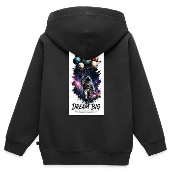 Rêvez grand dans un astronaute en ballon spatial - Sweat Premium à capuche zippé enfant bio - noir - Dos - AI Model Kid Male (0cm)