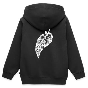 La plume blanche - Sweat Premium à capuche zippé enfant bio - noir - Dos - AI Model Kid Male (0cm)