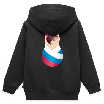 Matroschka Olga – Team Russia - Kinder Premium Organic Zip Hoodie - Schwarz - Hinten - AI Model Kid Male (0cm)