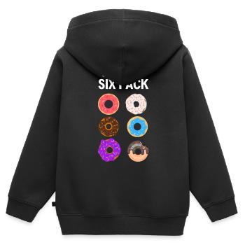 découvrez mon pack de six. Beignet de six paquets - Sweat Premium à capuche zippé enfant bio - noir - Dos - AI Model Kid Male (0cm)