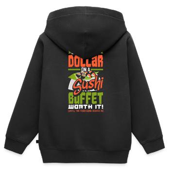 J’ai dépensé mon dernier dollar pour un buffet de sushis. Ça vaut le coup! - Sweat Premium à capuche zippé enfant bio - noir - Dos - AI Model Kid Male (0cm)