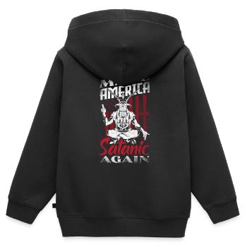 Satan Make America Satanic Again Occult - Kinder Premium Organic Zip Hoodie - Schwarz - Hinten - AI Model Kid Male (0cm)