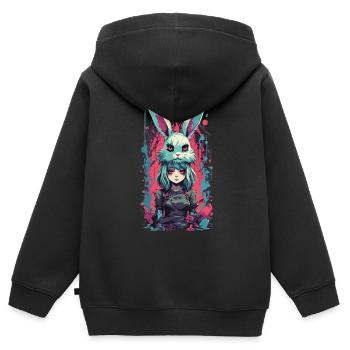 Gothique Anime Girl Halloween Bunny Costume Esthétique - Sweat Premium à capuche zippé enfant bio - noir - Dos - AI Model Kid Male (0cm)