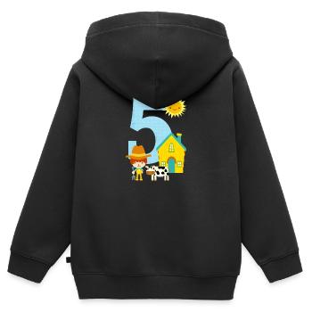 Birthday number 5 farm boy - Kids Premium Organic Zip-up Hoodie - black - Back - AI Model Kid Male (0cm)