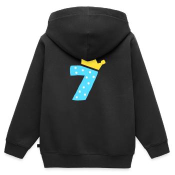 7 Krone 7 Geburtstag 7 Jahre - Kinder Premium Organic Zip Hoodie - Schwarz - Hinten - AI Model Kid Male (0cm)