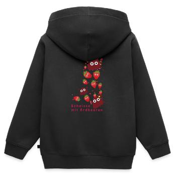 Erdbeeren, Erdbeere, Farbe,scheisse mit Erdbeeren - Kinder Premium Organic Zip Hoodie - Schwarz - Hinten - AI Model Kid Male (0cm)