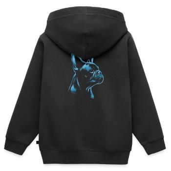 Französische Bulldogge blau - Kinder Premium Organic Zip Hoodie - Schwarz - Hinten - AI Model Kid Male (0cm)