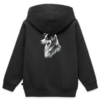 Herding dog silver - Kids Premium Organic Zip-up Hoodie - black - Back - AI Model Kid Male (0cm)