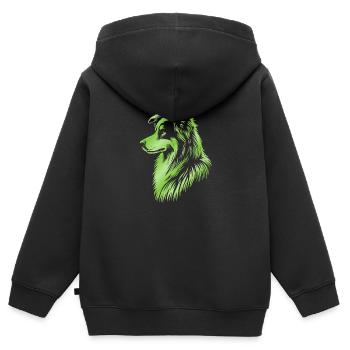 Herding dog green - Kids Premium Organic Zip-up Hoodie - black - Back - AI Model Kid Male (0cm)