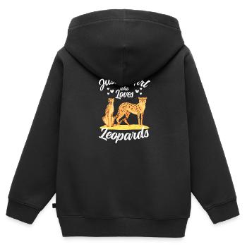 Safari Gepard Raubtier - Kinder Premium Organic Zip Hoodie - Schwarz - Hinten - AI Model Kid Male (0cm)