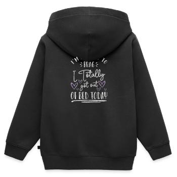 Schlaf Langschläfer Pyjama - Kinder Premium Organic Zip Hoodie - Schwarz - Hinten - AI Model Kid Male (0cm)