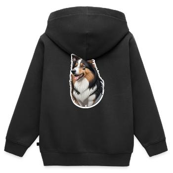 Collie - Kinder Premium Organic Zip Hoodie - Schwarz - Hinten - AI Model Kid Male (0cm)