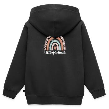 Unternehmer Regenbogen Leopard Lustiger Unternehmer - Kinder Premium Organic Zip Hoodie - Schwarz - Hinten - AI Model Kid Male (0cm)