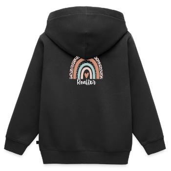 Makler Regenbogen Leopard Lustige Makler Wertschätzung - Kinder Premium Organic Zip Hoodie - Schwarz - Hinten - AI Model Kid Male (0cm)
