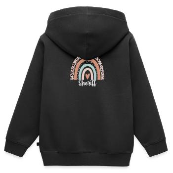 Shérif arc-en-ciel léopard drôle shérif appréciation - Sweat Premium à capuche zippé enfant bio - noir - Dos - AI Model Kid Male (0cm)