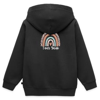 Reiseleiter Tourismus Reiseleiter Regenbogen Leopard Funn - Kinder Premium Organic Zip Hoodie - Schwarz - Hinten - AI Model Kid Male (0cm)