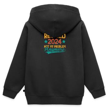 Im Ruhestand 2024 nicht mehr mein Problem - Kinder Premium Organic Zip Hoodie - Schwarz - Hinten - AI Model Kid Male (0cm)