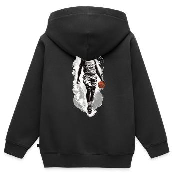 Basket-ball Dribble Dynamique Streetwear Design - Sweat Premium à capuche zippé enfant bio - noir - Dos - AI Model Kid Male (0cm)
