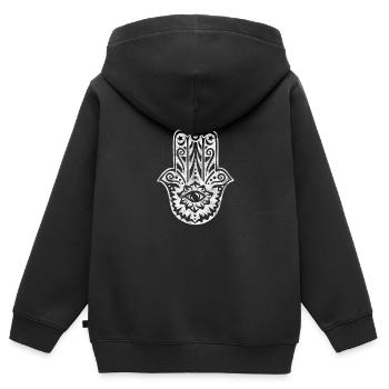 Hamsa Hand, Glücksbringer, Alles sehendes Auge - Kinder Premium Organic Zip Hoodie - Schwarz - Hinten - AI Model Kid Male (0cm)