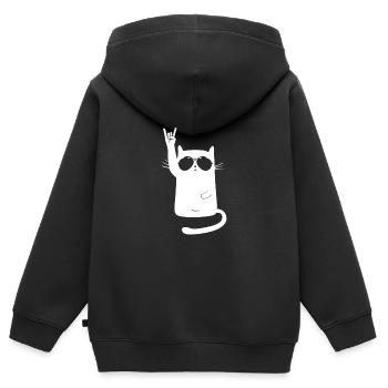 Metal Katze - Kinder Premium Organic Zip Hoodie - Schwarz - Hinten - AI Model Kid Male (0cm)