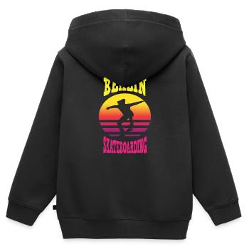 Skateboard Skateboardfahrer Berlin Skaten - Kinder Premium Organic Zip Hoodie - Schwarz - Hinten - AI Model Kid Male (0cm)