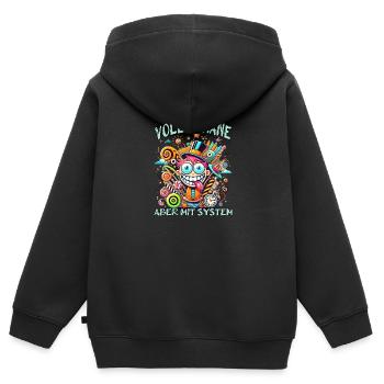 Lustiger Spruch - Voll Banane, aber mit System - Kinder Premium Organic Zip Hoodie - Schwarz - Hinten - AI Model Kid Male (0cm)