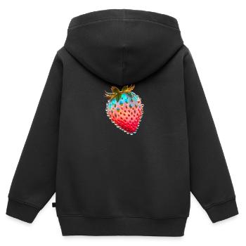 erdbeere,rote erdbeere,wassertropfen,glas - Kinder Premium Organic Zip Hoodie - Schwarz - Hinten - AI Model Kid Male (0cm)