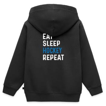 Eat Sleep Hockey Repeat Shirt Teamsport - Kinder Premium Organic Zip Hoodie - Schwarz - Hinten - AI Model Kid Male (0cm)