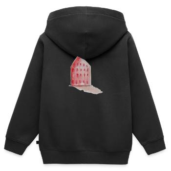 Ein rotes Haus - Hausmann sein :) - Kinder Premium Organic Zip Hoodie - Schwarz - Hinten - AI Model Kid Male (0cm)