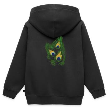 Peacock Feather,Peacock,Peacock Eye - Kids Premium Organic Zip-up Hoodie - black - Back - AI Model Kid Male (0cm)