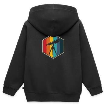 Teleskop retro Sechseck Astro-Fotograf - Kinder Premium Organic Zip Hoodie - Schwarz - Hinten - AI Model Kid Male (0cm)