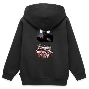 Comic Cutout Style - Vampire Saves the Night - Kids Premium Organic Zip-up Hoodie - black - Back - AI Model Kid Male (0cm)