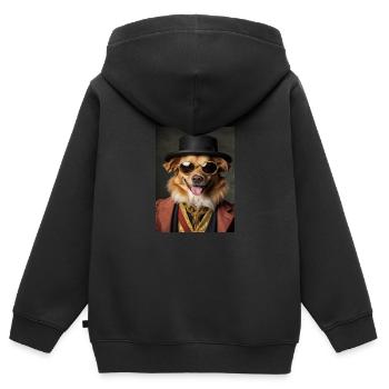 Goldener Hund Kostüm Aristokrat Lünette Halsband - Kinder Premium Organic Zip Hoodie - Schwarz - Hinten - AI Model Kid Male (0cm)
